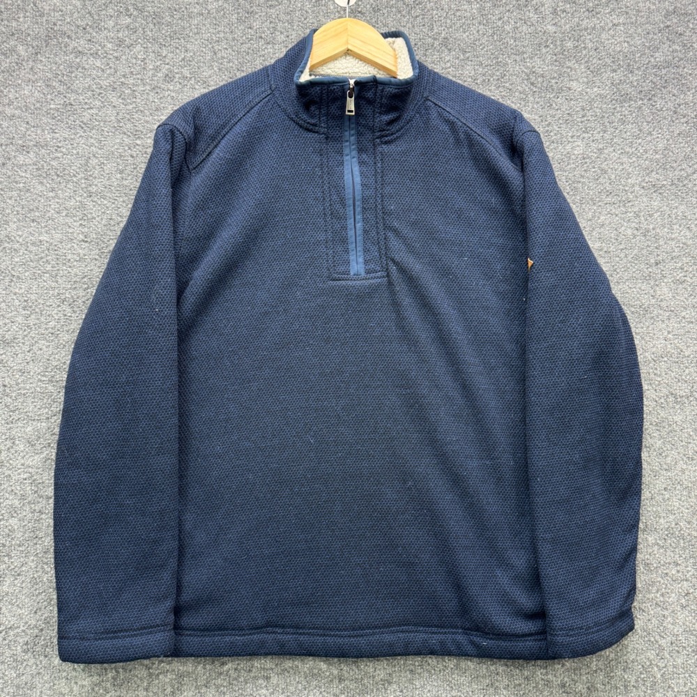 Orvis Classic Collection Quarter Zip Pullover Mens M Navy Sherpa Lined Outdoor